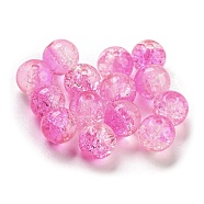 Transparent Spray Painting Crackle Glass Beads, Round, Deep Pink, 8mm, Hole: 1.6mm, 300pcs/bag(GLAA-L046-01B-37)