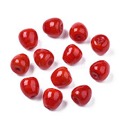 Handmade Lampwork Beads, Apple, Red, 10x9.5~10mm, Hole: 1.5~1.8mm(LAMP-N029-006)