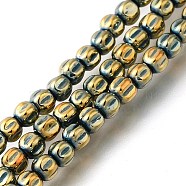 Electroplated Synthetic Non-magnetic Hematite Beads Strands, Pumpkin, Rainbow Plated, 3.5~4x3.5mm, Hole: 0.8mm, about 107~112pcs/strand, 15.75~15.91 inch(40~40.4cm)(G-C154-A01-01I)