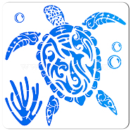 PET Plastic Drawing Painting Stencils Templates, Square, Creamy White, Sea Turtle Pattern, 30x30cm(DIY-WH0244-134)