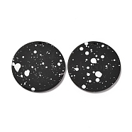 Airspay Painted Acrylic Pendants, Round, Black, 35x2mm, Hole: 1.6mm(ACRP-C006-01B-01)