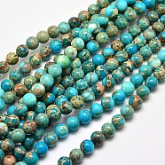 Natural Imperial Jasper Round Bead Strands, Dyed, Turquoise, 8mm, Hole: 1mm, about 49pcs/strand, 15.4 inch(G-I103-8mm-03)