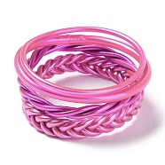 4Pcs 4 Style Plastic Cord Braided Stretch Bracelets Set, Violet, Inner Diameter: 2-1/2 inch(6.2~6.5cm), 1Pc/style(BJEW-R313-02D)