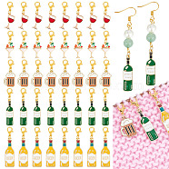Beer & Wine Theme Pendant Stitch Markers, Alloy Enamel Crochet Lobster Clasp Charms, Mixed Color, 3.2~4.6cm, 5 style, 8pcs/style, 40pcs/set(HJEW-AB00425)