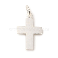 925 Sterling Silver Religion Cross Charms, with Jump Rings, Silver, 12.5x8x0.5mm, Hole: 2mm(STER-K180-08S)
