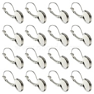 10Pcs Brass Leverback Earring Findings, Flat Round Earring Settings, Platinum, 25x14mm, Tray: 12mm(KK-YW0002-21P)