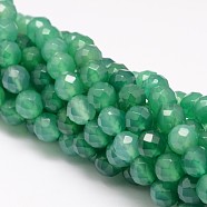Natural Green Onyx Agate Beads Strands, Round, Dyed, Faceted, Sea Green , 8mm, Hole: 1mm, about 51pcs/strand, 15.75 inch(G-K115-23F-8mm)