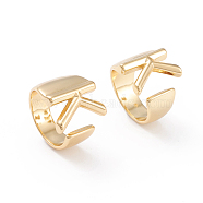 Brass Cuff Rings, Open Rings, Long-Lasting Plated, Real 18K Gold Plated, Letter.K, Size 6, 17mm(RJEW-L097-06K)
