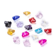 Transparent Glass Beads, Faceted, Butterfly, Mixed Color, 12x15x8mm, Hole: 1.5mm(GLAA-P037-02-M-A)