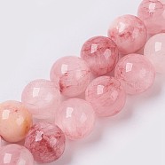 Natural Colorful Green Jade Beads Strands, Dyed, Round, Misty Rose, 8mm, Hole: 1.4mm, about 51pcs/strand, 15.7 inch(40cm)(X-G-G757-02-8mm)