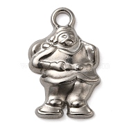 Christmas 304 Stainless Steel Pendants, Santa Claus Charm, Stainless Steel Color, 22x14x3.5mm, Hole: 2.5mm(STAS-M070-30P)