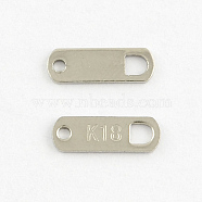 304 Stainless Steel Rectangle Shaped Chain Tabs, Chain Extender Connectors, Stainless Steel Color, 11x4mm, Hole: 1mm(STAS-Q178-02A)