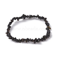 Natural Obsidian Chips Beaded Stretch Bracelets for Women, Inner Diameter: 2-1/4~2-1/2 inch(58~62mm)(BJEW-JB10046-12)