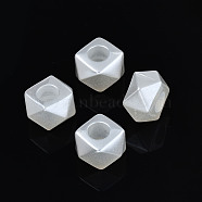 ABS Plastic Imitation Pearl European Beads, Faceted, Square, Creamy White, 13x13x7.5mm, Hole: 5mm, about 810pcs/500g(OACR-N008-147)