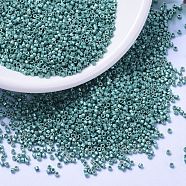 MIYUKI Delica Beads, Cylinder, Japanese Seed Beads, 11/0, (DB1183) Galvanized Semi-Frosted Dark Aqua, 1.3x1.6mm, Hole: 0.8mm, about 2000pcs/bottle, 10g/bottle(SEED-JP0008-DB1183)