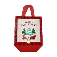 Christmas Theme Laminated Non-Woven Waterproof Bags, Heavy Duty Storage Reusable Shopping Bags, Rectangle with Handles, FireBrick, Christmas Tree Pattern, 26.2x22x28.8cm(ABAG-B005-02B-01)
