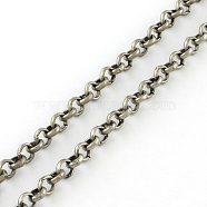 Iron Rolo Chains, Belcher Chain, Unwelded, with Spool, Antique Silver, 3.2x1mm, about 164.04 Feet(50m)/roll(CH-J001-BL3.2-AS)