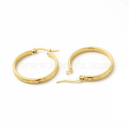 201 Stainless Steel Stripe Hoop Earrings with 304 Stainless Steel Pins for Women, Golden, 28x29x1mm, Pin: 0.6x1mm(EJEW-M214-05D-G)