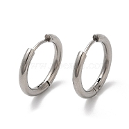 202 Huggie Hoop Earrings with 304 Stainless Steel Pins for Women, Stainless Steel Color, 10 Gauge, 22x2.5mm(EJEW-Q767-02D-P)