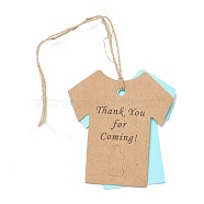 Paper Duplex Hang Tags, with Hemp Ropes, T-shirt with Word Thank You for Coming & Feeder Pattern, for Baby Show Gifts Decorative, Light Sky Blue, 60x55x0.5mm, Hole: 4mm, 50pcs(DIY-F080-02B)