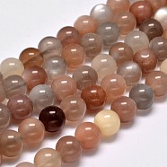 Grade AA Natural Multi-Moonstone Bead Strands, Round, 12mm, Hole: 1mm, about 32pcs/strand, 15.5 inch(G-M296-01-12mm)