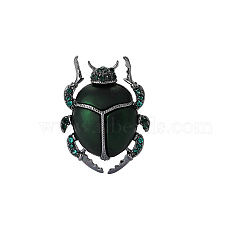 Creative Beetle Enamel Pin, Alloy Brooch Clothing Accessory, Dark Green, 36x27mm(PW-WGD2132-02)