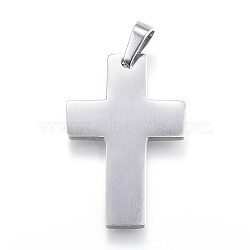 Tarnish Resistant 304 Stainless Steel Pendants, Cross, Stainless Steel Color, 35x23x2mm, Hole: 4x8mm(STAS-K162-021P)