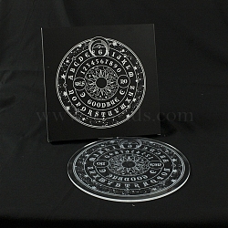 Round Acrylic Pendulum Boards, Talking board, Spirit Board, Sun & Moon & Star Pattern, Clear, 220mm(WICR-PW0003-001)