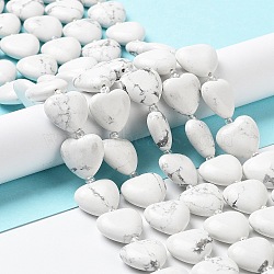 Natural Howlite Beads Strands, with Seed Beads, Heart, 14~15x15x6~6.5mm, Hole: 1.4mm, about 23~24pcs/strand, 14.57''(37cm)(G-E614-A17-01)