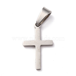 304 Stainless Steel Pendants, for Jewelry Making, Cross, Stainless Steel Color, 20.5x12.5x1.2mm, Hole: 3.5x7mm(STAS-P253-09P)
