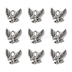 Tibetan Style Alloy Pendants, Cadmium Free & Nickel Free & Lead Free, Eagle/Hawk Charm Antique Silver, 13x13x2mm, Hole: 2mm(TIBEP-20305-AS-NR)