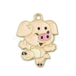 Alloy Enamel Pendants, Golden, Chinese Zodiac Charm, Pig, 22.5x17x1.5mm, Hole: 1.4mm(ENAM-D301-01G-12)