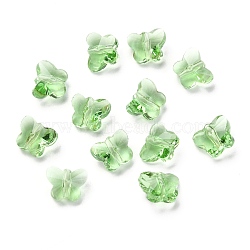 Transparent Glass Beads, Faceted, Butterfly, Pale Green, 6.5x8x5.5mm, Hole: 1mm(GLAA-P037-02B-04)