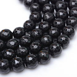 Glass Beads Strands, Faceted, Round, Black, 6mm, Hole: 1mm, about 62~64pcs/strand, 13.78 inch~14.37 inch(35~36.5cm)(G-R346-6mm-03-01)