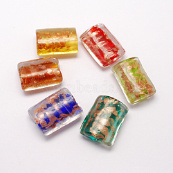 Handmade Gold Sand Lampwork Beads, Rectangle, Mixed Color, 30x22x13mm, Hole: 2mm(LAMP-S026-M)