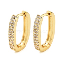 Rack Plating Oval Brass Hoop Earrings, with Clear Cubic Zirconia, Cadmium Free & Lead Free, Long-Lasting Plated, Real 18K Gold Plated, 15.5x11.5x2.5mm(EJEW-N055-26G-RS)