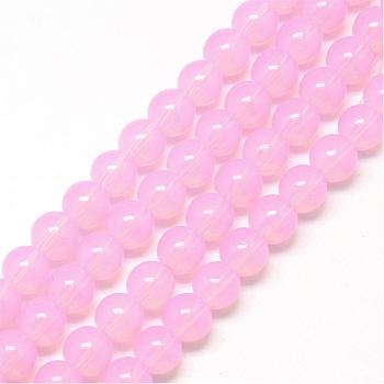 Baking Painted Glass Beads Strands, Imitation Opalite, Round, Pearl Pink, 10mm, Hole: 1.3~1.6mm, about 80pcs/strand, 31.4 inch