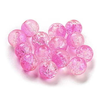 Transparent Spray Painting Crackle Glass Beads, Round, Deep Pink, 8mm, Hole: 1.6mm, 300pcs/bag