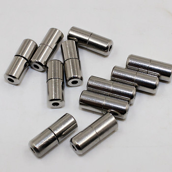 304 Stainless Steel Screw Clasps, Column, Stainless Steel Color, 16x6mm, Hole: 2.3mm