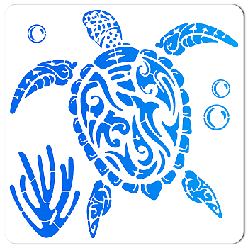 PET Plastic Drawing Painting Stencils Templates, Square, Creamy White, Sea Turtle Pattern, 30x30cm