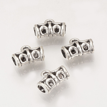Tibetan Style Alloy Tube Bails, Loop Bails, Bail Beads, Cadmium Free & Lead Free, Tube, Antique Silver, 9.5x12x5mm, Hole: 1.5mm, Inner Diameter: 3mm, about 1200pcs/1000g