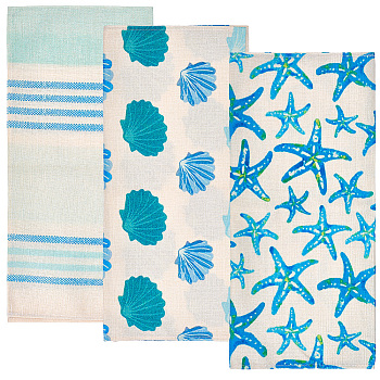 3Pcs 3 Styles Rectangle Linen Cleaning Cloth, Kitchen Dishcloths, Mixed Shapes, 660x470x1mm, 1pc/style