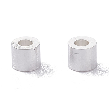 Brass Beads, Long-Lasting Plated, Column, Silver, 3x2.5mm, Hole: 1.2mm