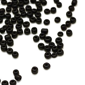 Frosted Opaque Glass Seed Beads, Round, Black, 2x1~2mm, Hole: 0.5mm, about 30000pcs/bag, 440~450g/bag