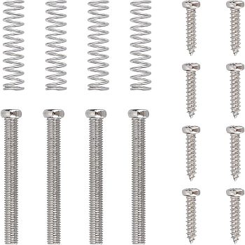 Electric Guitar Accessories Kit, including Iron & Alloy Humbucker Pickup Height Screws, Humbucker Pickup Ring, Pickup Surround Frame Mounting Screws, Electrophoresis Black & Platinum, 12~21x3.5~4.5mm, 16pcs/set