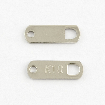 304 Stainless Steel Rectangle Shaped Chain Tabs, Chain Extender Connectors, Stainless Steel Color, 11x4mm, Hole: 1mm