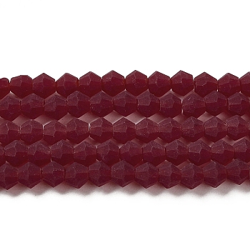 Imitate Austrian Crystal Frosted Glass Beads Strands, Grade AA, Faceted, Bicone, Dark Red, 3.5~3.8x3mm, Hole: 0.8mm, about 113~115pcs/strand, 14.17~14.37 inch(36~36.5cm)