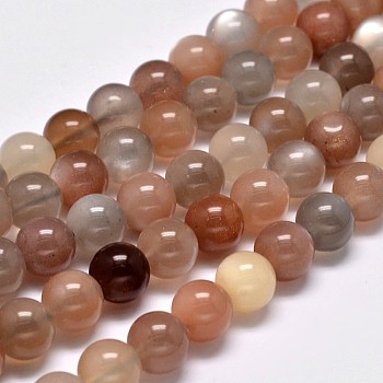 Grade AA Natural Multi-Moonstone Bead Strands, Round, 12mm, Hole: 1mm, about 32pcs/strand, 15.5 inch