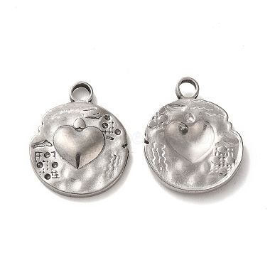 Stainless Steel Color Flat Round 304 Stainless Steel Pendants