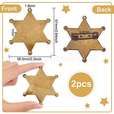 2Pcs Blank Star Iron Brooch Findings(IFIN-BC0001-23)-2